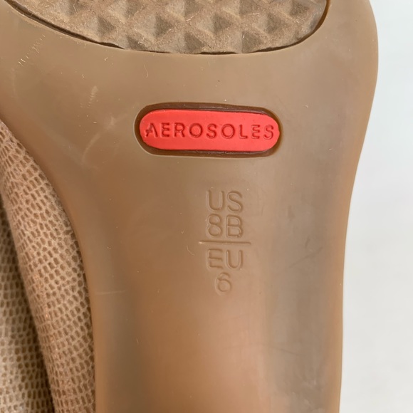 Aerosoles Cinch Worm Tan Snakeskin Heeled Mules Woman’s 8M - Picture 11 of 12